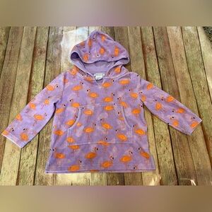 Pottery Barn Kids Lavender Flamingo Towel Hoodie Shirt Long Sleeve 2T-3T